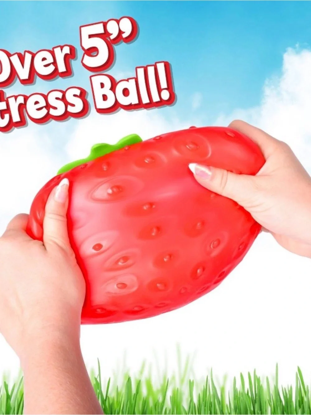 NWT Sunny Days Squeezy Strawberry Squish Toy Red Sensory Fidget 5”